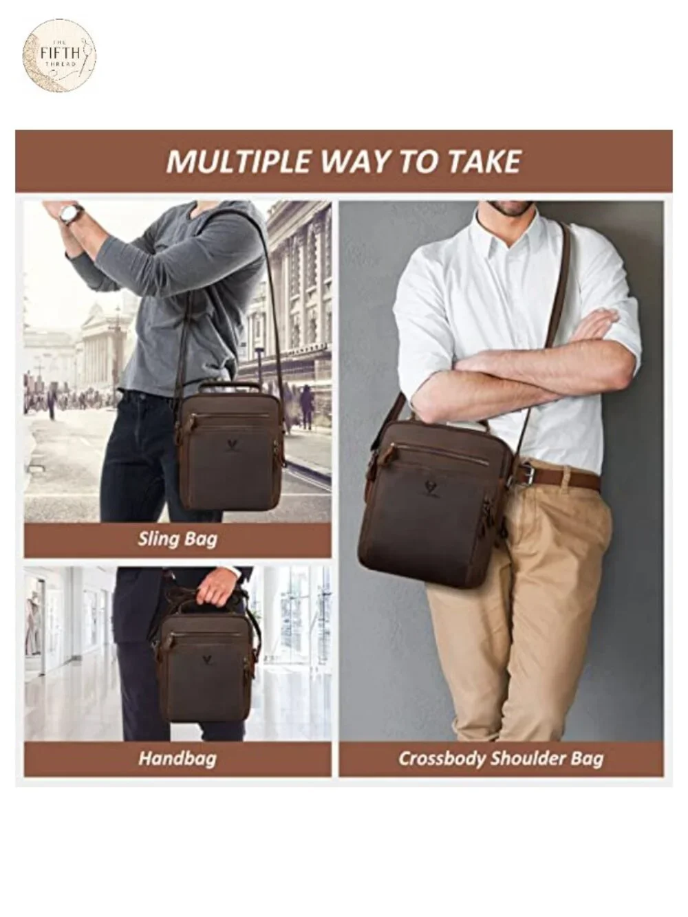 Genuine Leather Messenger Bag Crossbody Shoulder Bag